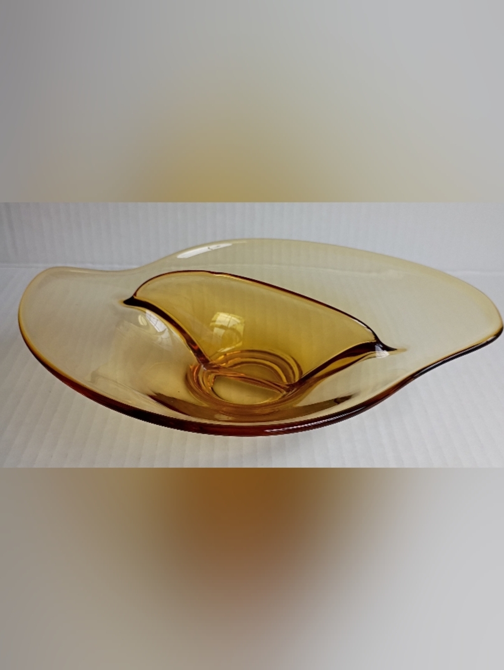MCM Viking Divided Amber Glass Dish Bowl Divided Candy Relish 8.25"